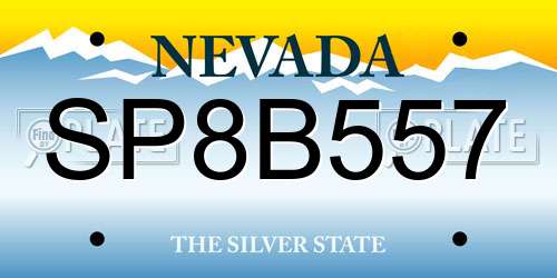 SP8B557 Nevada License Plate