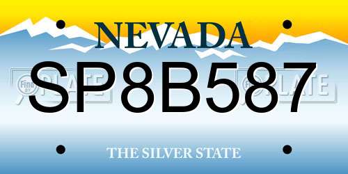 SP8B587 Nevada License Plate