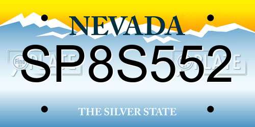 SP8S552 Nevada License Plate