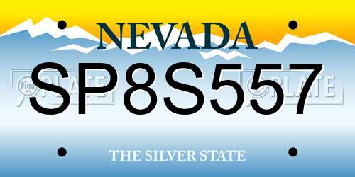 SP8S557 Nevada License Plate