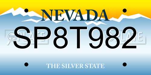 SP8T982 Nevada License Plate