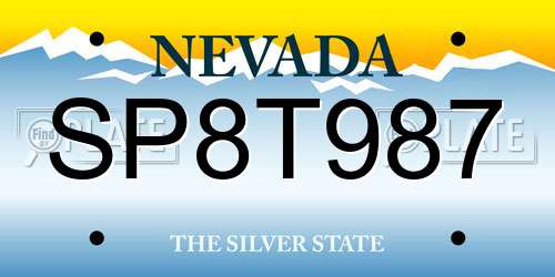 SP8T987 Nevada License Plate