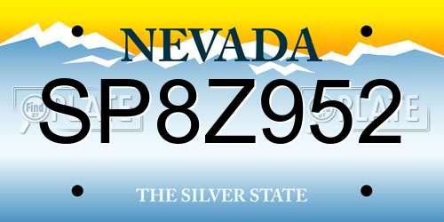SP8Z952 Nevada License Plate