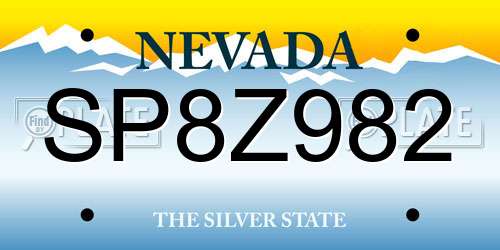 SP8Z982 Nevada License Plate