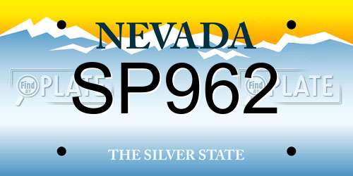 SP962 Nevada License Plate