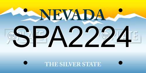 SPA2224 Nevada License Plate