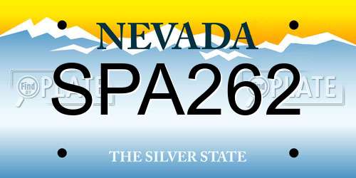 SPA262 Nevada License Plate