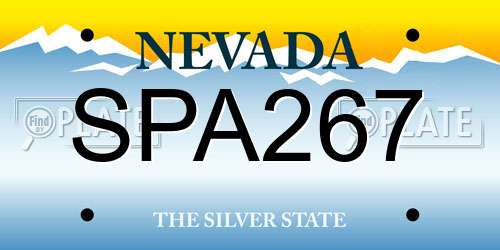 SPA267 Nevada License Plate