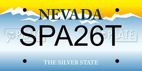 SPA26T Nevada License Plate