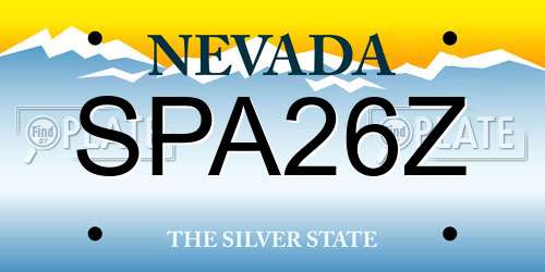 SPA26Z Nevada License Plate