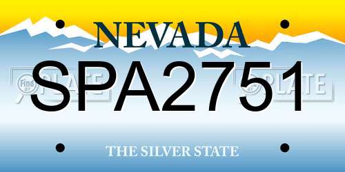 SPA2751 Nevada License Plate