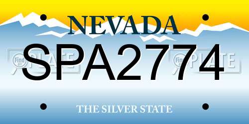 SPA2774 Nevada License Plate