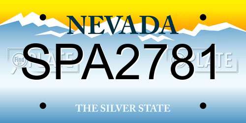 SPA2781 Nevada License Plate