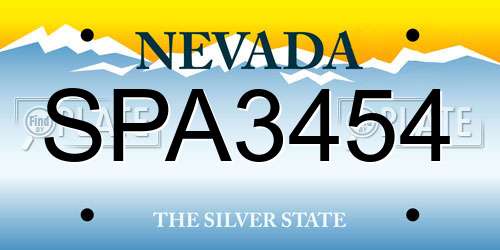 SPA3454 Nevada License Plate