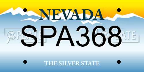 SPA368 Nevada License Plate