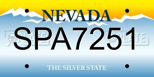 SPA7251 Nevada License Plate