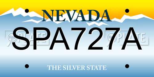 SPA727A Nevada License Plate