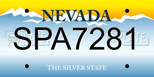 SPA7281 Nevada License Plate