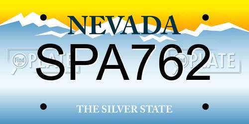 SPA762 Nevada License Plate