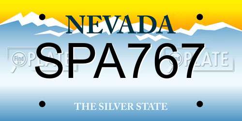 SPA767 Nevada License Plate