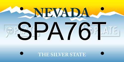 SPA76T Nevada License Plate