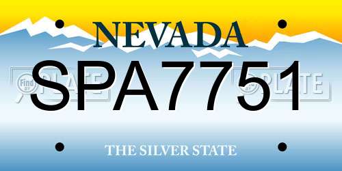 SPA7751 Nevada License Plate