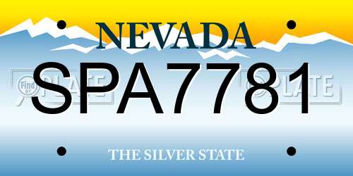 SPA7781 Nevada License Plate