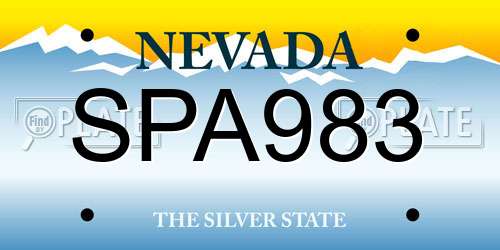 SPA983 Nevada License Plate