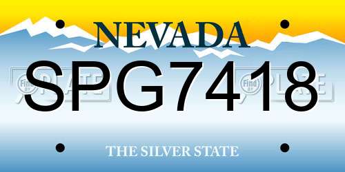 SPG7418 Nevada License Plate