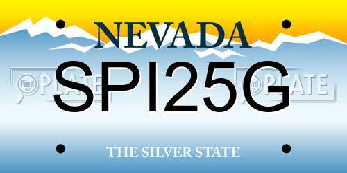 SPI25G Nevada License Plate
