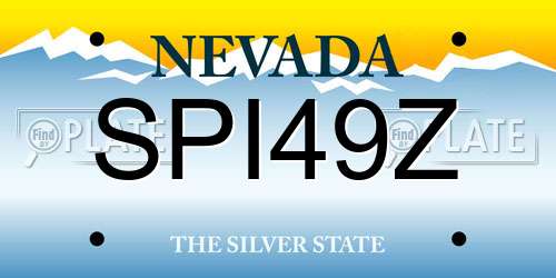 SPI49Z Nevada License Plate