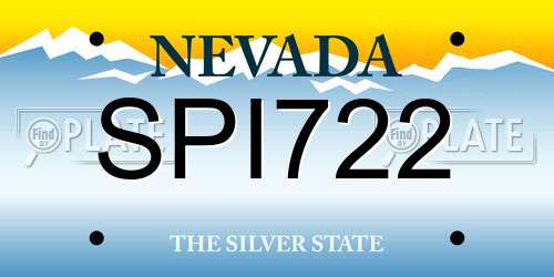 SPI722 Nevada License Plate