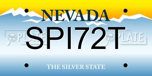 SPI72T Nevada License Plate