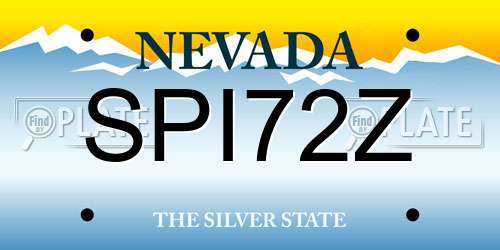 SPI72Z Nevada License Plate