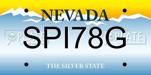 SPI78G Nevada License Plate