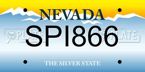 SPI866 Nevada License Plate