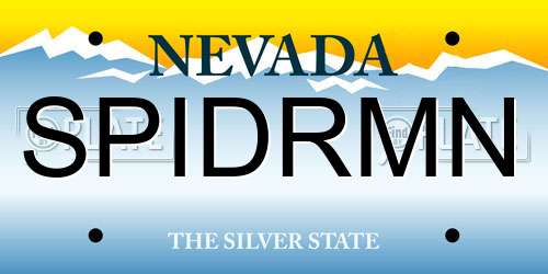 SPIDRMN Nevada License Plate