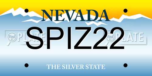 SPIZ22 Nevada License Plate