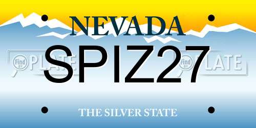 SPIZ27 Nevada License Plate