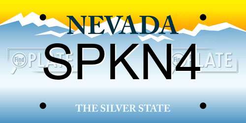 SPKN4 Nevada License Plate