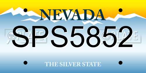 SPS5852 Nevada License Plate
