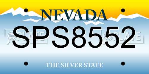 SPS8552 Nevada License Plate