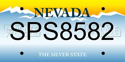 SPS8582 Nevada License Plate