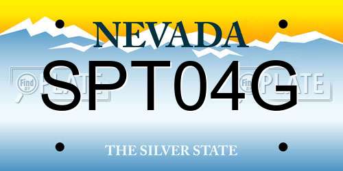 SPT04G Nevada License Plate