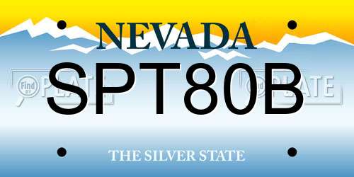 SPT80B Nevada License Plate