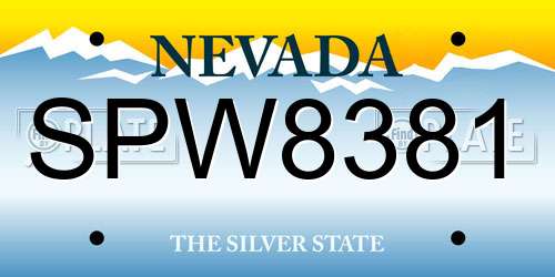SPW8381 Nevada License Plate