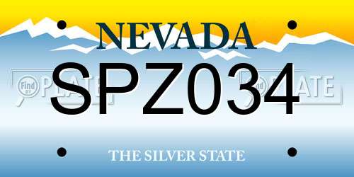 SPZ034 Nevada License Plate