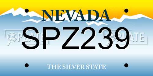 SPZ239 Nevada License Plate