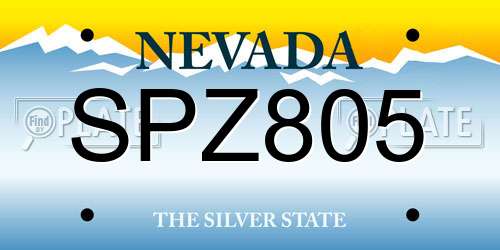 SPZ805 Nevada License Plate