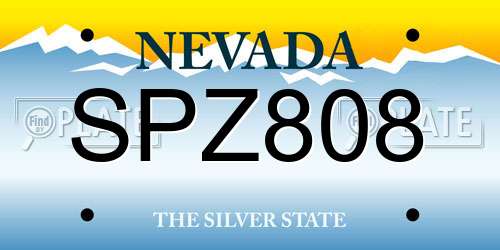 SPZ808 Nevada License Plate
